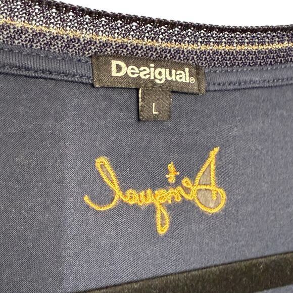 Desigual Size L Embellished Floral‎ V-Neck Blouse Maximalist Dark Fairy Grunge - Picture 7 of 13